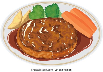 It is an illustration of teriyaki hamburger steak