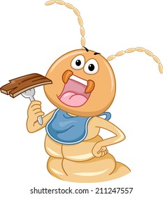 Illustration of a Termite Eating Wood