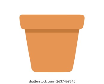 Illustration of a terracotta clay flowerpot isolated on white background. concept of gardening, plant pot, horticulture, home decor, container, plant pot.
