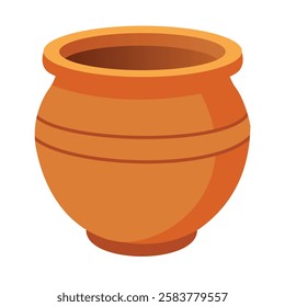 Illustration of Terracotta Clay Pot Isolated on White Background