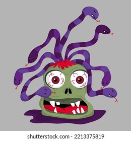 illustration of a terrifying head of the Medusa gorgon