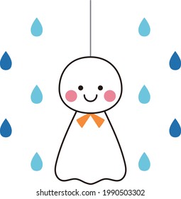 Illustration of Teru Teru Bozu and rain