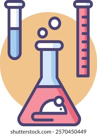 Illustration of a test mouse in a laboratory setting, highlighting scientific research, experimentation, and innovation, perfect for projects in genetics, biology, and medical studies