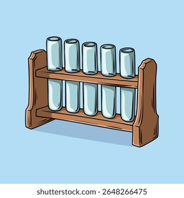 Ilustração do suporte do tubo de ensaio com tubos de ensaio