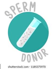 Ilustración de un Tubo de Prueba con espermas dentro con la letra del donante de esperma