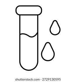 Illustration of test tube. Test tube with two drops of liquid. Simple scientific icon for labs and experiments. Blood sampling