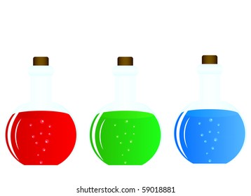 Illustration of test tubes with colored liquid