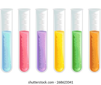 Illustration of Test Tubes Filled with Liquids of Different Colors