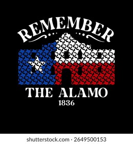 Illustration Texas Remember The Alamo, Historical Building, San Antonio
