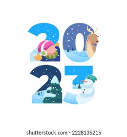 illustration text 2023 in winter time