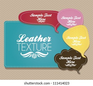 illustration of text balloons with leather texture, vector illustration