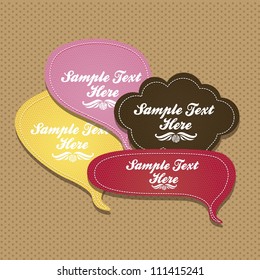 illustration of text balloons with leather texture, vector illustration