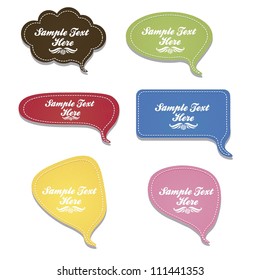 illustration of text balloons with leather texture isolated on white background, vector illustration