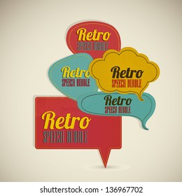 Illustration of text balloons,  retro style and color, vector illustration