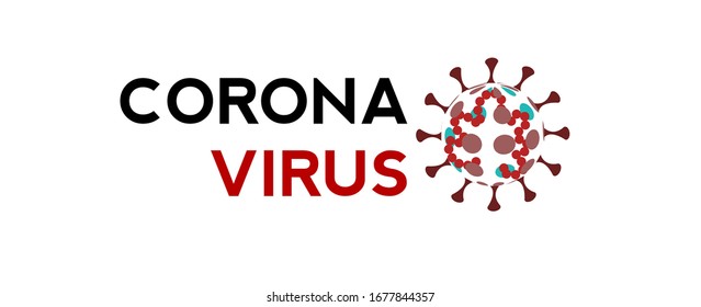 Illustration with text of corona virus. Image simple style. Vector.