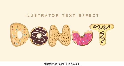 Illustration Text Effect Vector Donut Effect 
