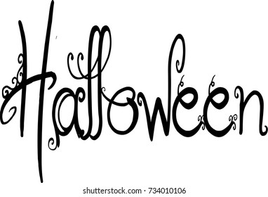 Illustration of Text message 'Halloween' on white background.