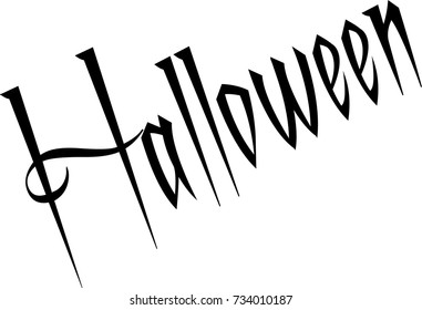 Illustration of Text message 'Halloween' on white background.