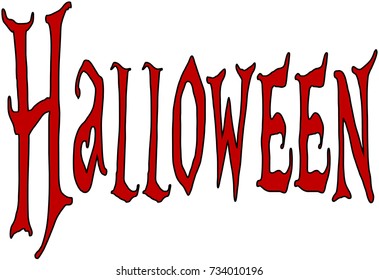 Illustration of Text message 'Halloween' on white background.