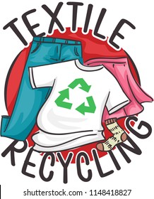 Illustration of Textile Recycling Icon with Shirt, Pants, Skirt and Socks Inside