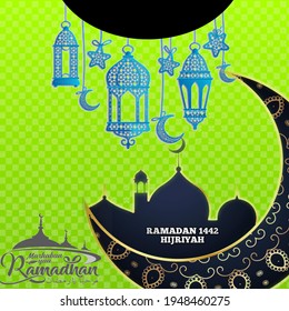 illustration and texture background of Ramadan 1442 Hijriyah 