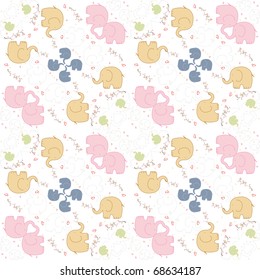 Illustration of texture with color elephants