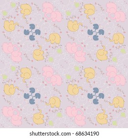 Illustration of texture with color elephants