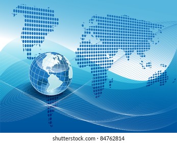 illustration texture globe on net like blue background