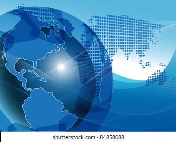 illustration texture globe on net like blue background