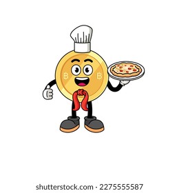 Illustration of thai baht as an italian chef , character design