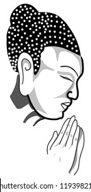 An illustration of a thai buddha praying