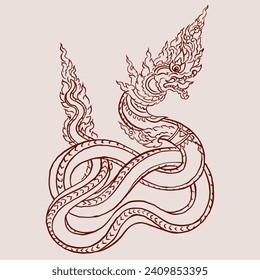 Illustration of Thai dragon vector for card, decoration, illustration