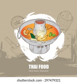 illustration of Thai food. Tom Yum Goong