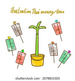 Ilustración del vector del árbol de dinero tailandés.