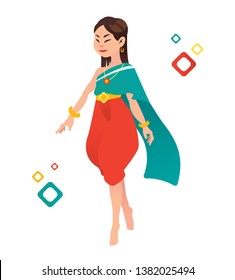 illustration thai women in thai traditional dress, Vector cartoon, southeast asian traditional costume