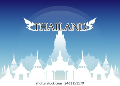 illustration thailand architecture pagoda vacation in bangkok