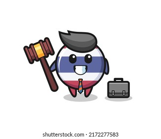 Illustration of thailand flag badge mascot as a lawyer , cute style design for t shirt, sticker, logo element