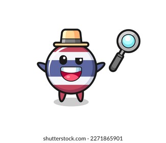 illustration of the thailand flag badge mascot as a detective who manages to solve a case , cute style design for t shirt, sticker, logo element