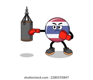 Illustration of thailand flag boxer , character design