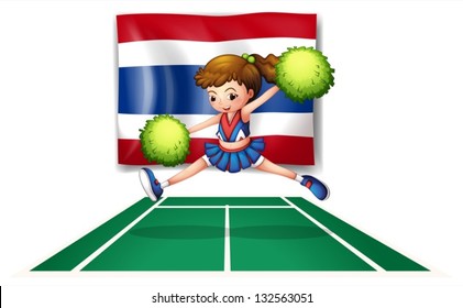 Illustration of the Thailand flag with a cheerleader  on a white background