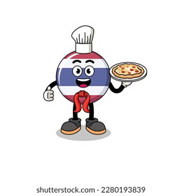 Illustration of thailand flag as an italian chef , character design