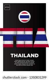 Illustration of Thailand flag made of three country abbreviations letter with grunge sponge effect.