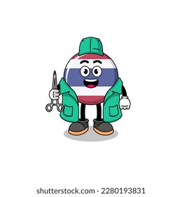 Illustration of thailand flag mascot as a surgeon , character design