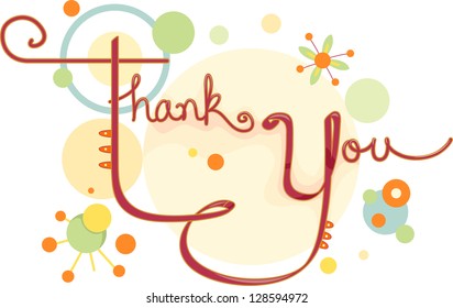Illustration of a Thank You Card with Circular Designs