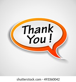 Illustration of thank you speech bubble on white background