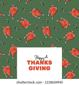 Illustration thanksgiving day traditional celebration  Poster banner design  easy editable EPS10  Icon funny hand  drawn turkeys   Text 