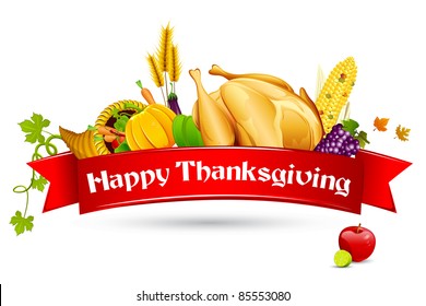 illustration of thanksgiving element with red ribbon