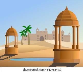 Uma ilustração do deserto de Thar no estado Rajasthan Índia