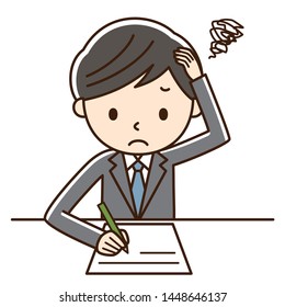 Illustration that boy student is studying.