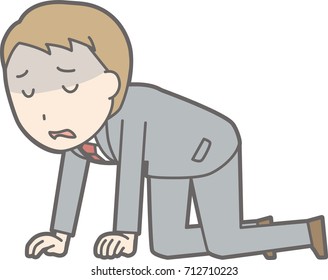 An illustration that a businessman wearing a suit feels stress